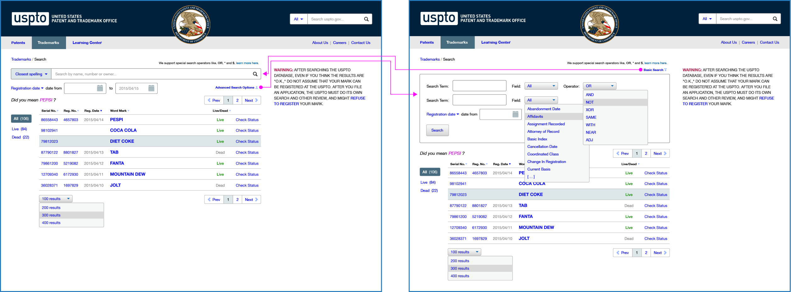 USPTO Search Redesign